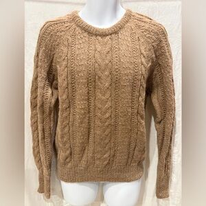 Vintage 80’s RON ROSS 100% Taupe Brown Alpaca Cabled Sweater Men’s M